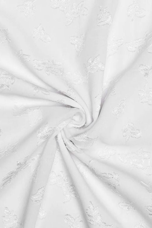Pearl White Lace Panel Bustier Basque Waist High Split Flowy Maxi Dress