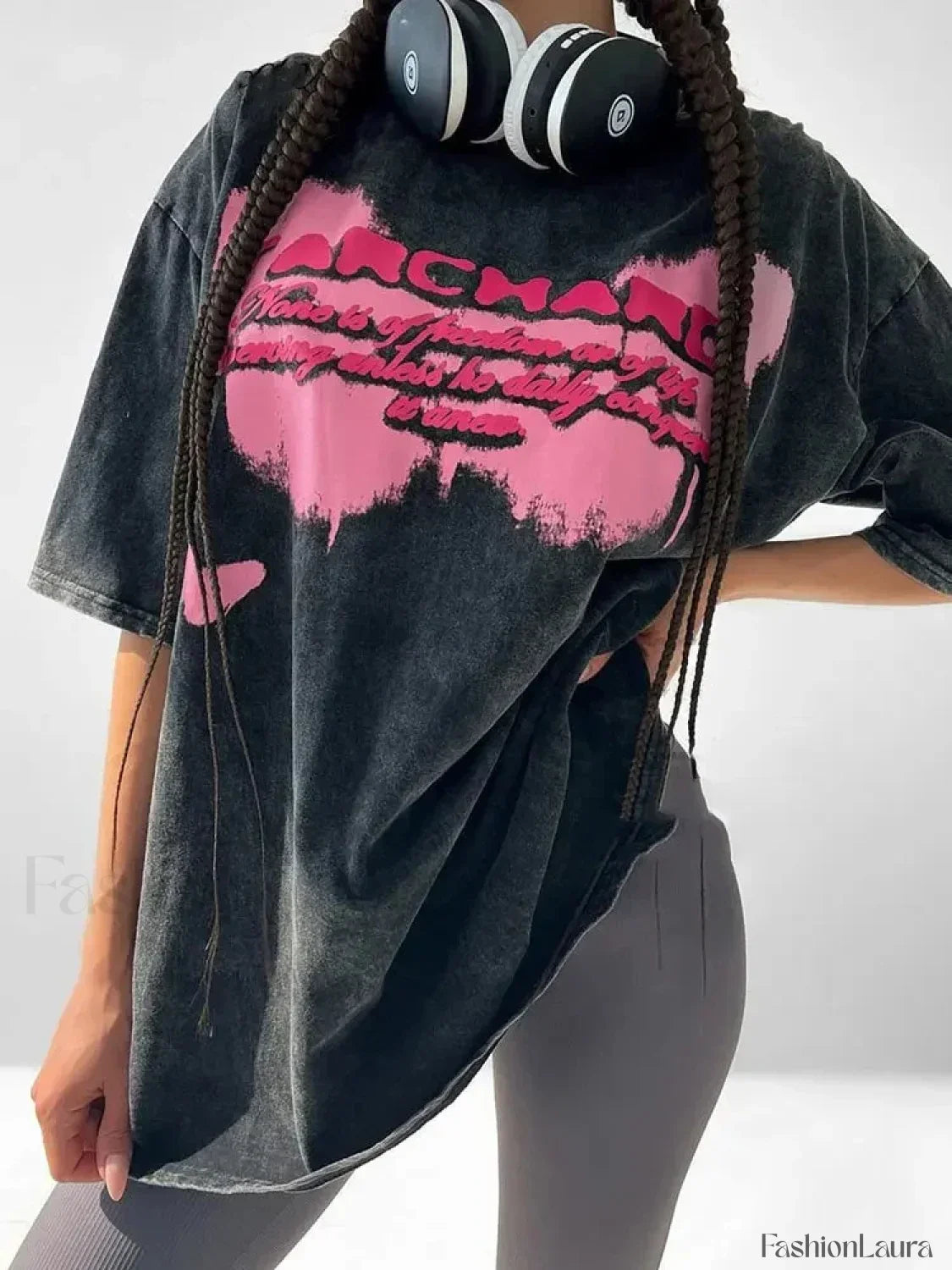 Cotton Washed Los Angeles Callfornia Print T-Shirt