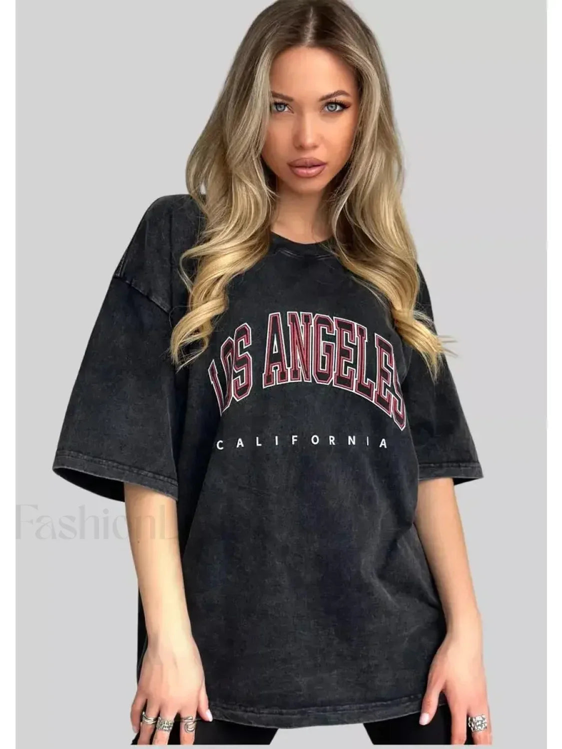 Cotton Washed Los Angeles Callfornia Print T-Shirt