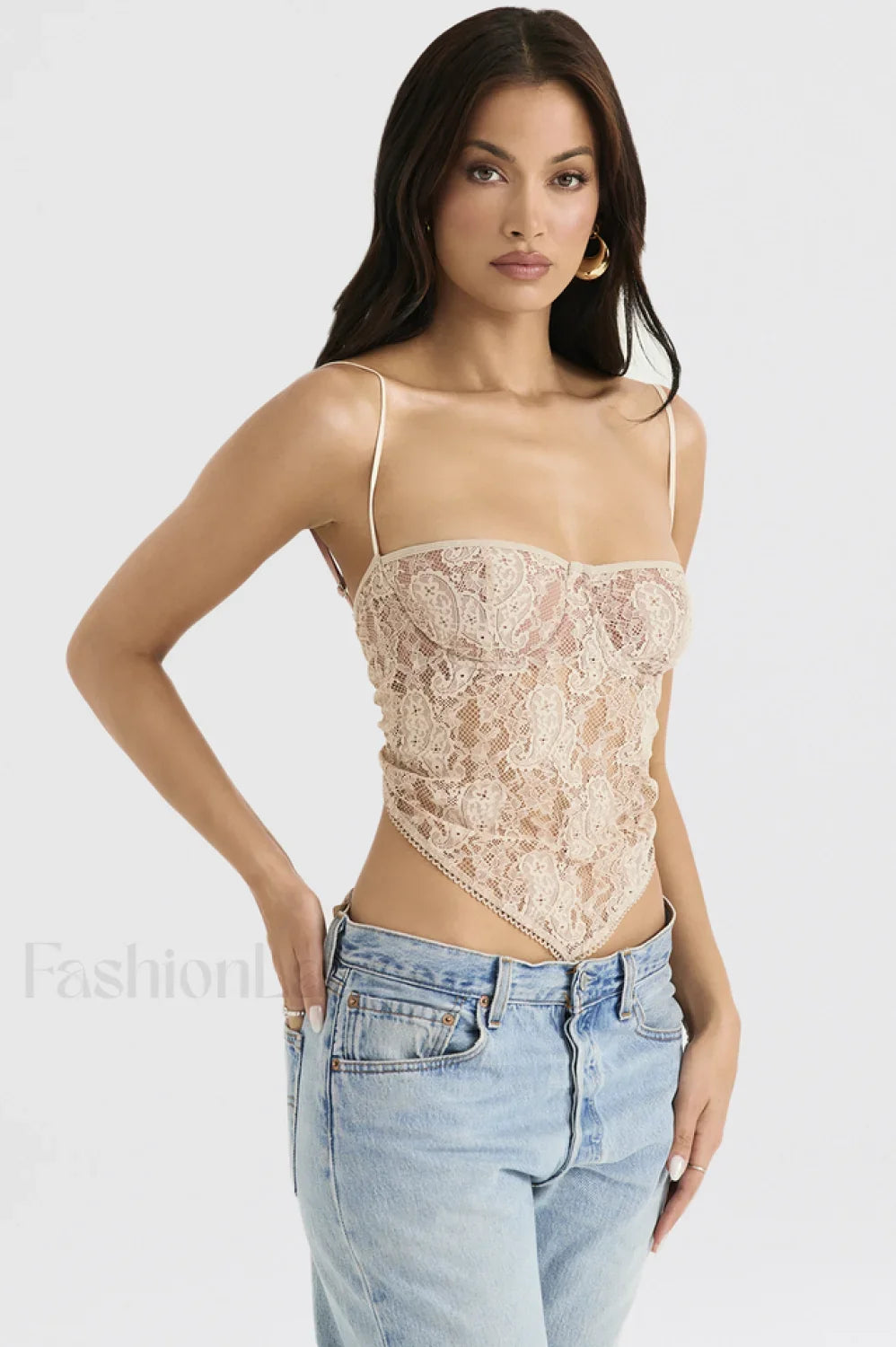 Cream Paisley Stylish Lace Top
