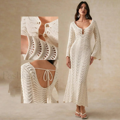Crochet Net Maxi Dress Cover Up