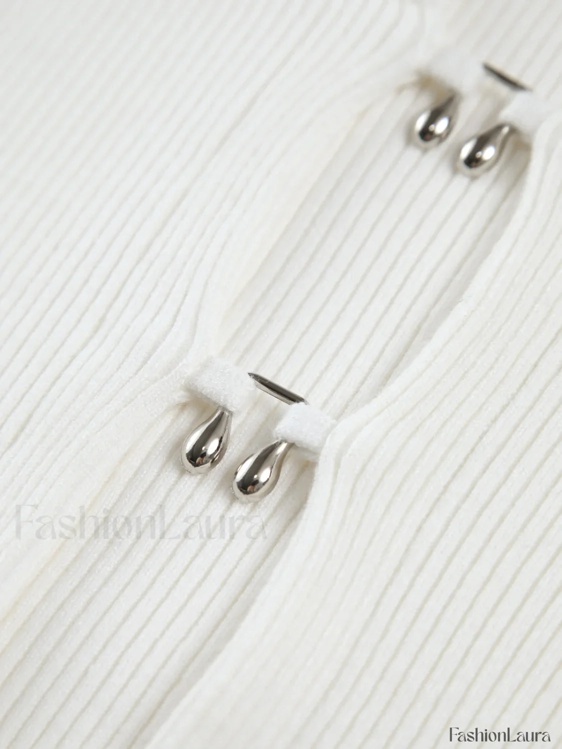 Cutout Split Beads Detail Ribbed Knit Top