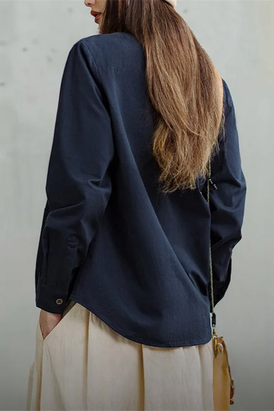Navy Long Sleeve Casual Jacket