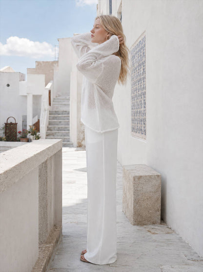 Hollow Draped Snug Knit Top