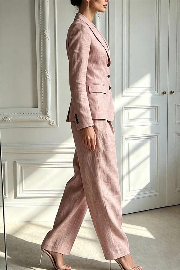 Minimalist Chic Tailored Blazer & Pleated Pant Suit
