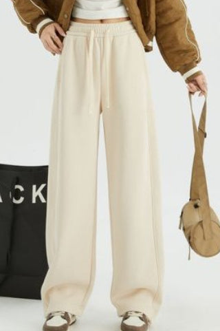 Fleece Lined Loose Fit Curved Knit Pants