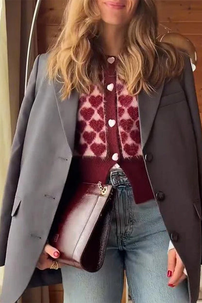 Heart Pattern Jacquard Sweater