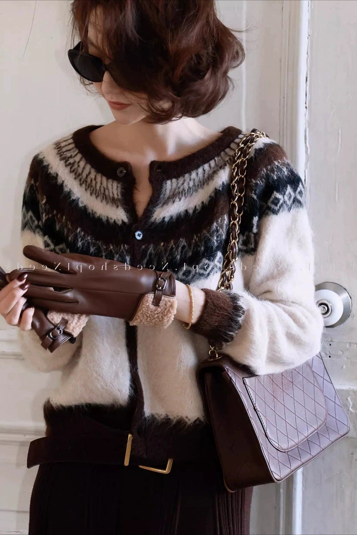 Round Neck Fair Isle Cardigan