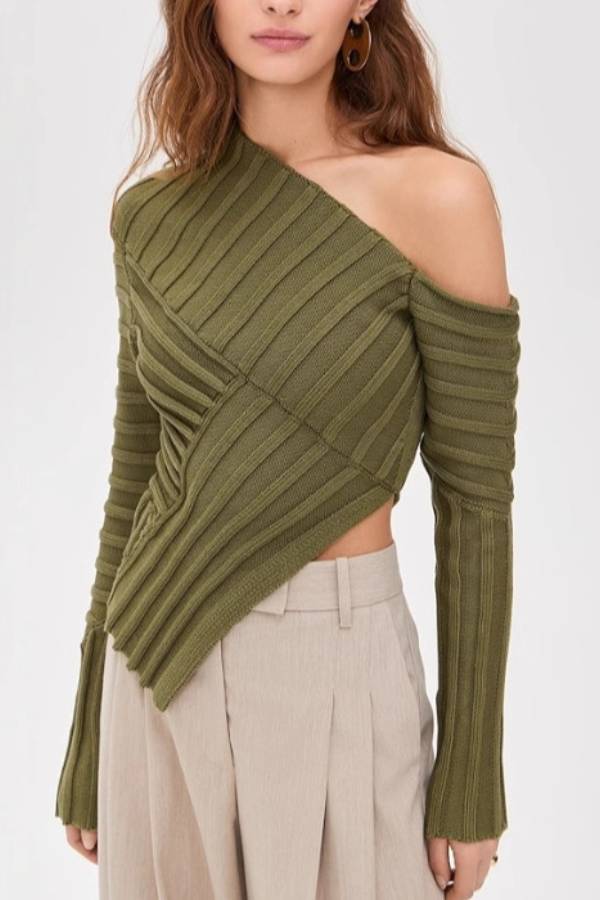 Off-Shoulder Knitted Crop Top