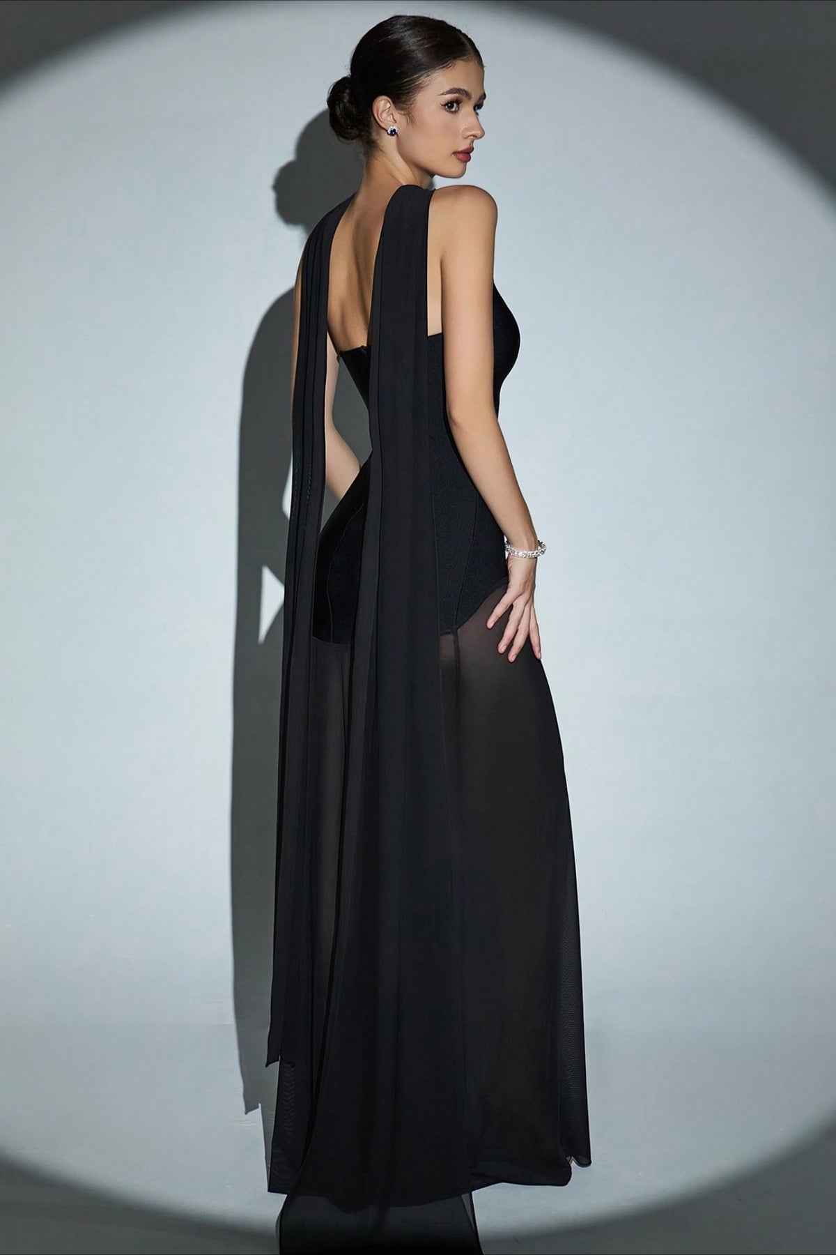 Bandage Mesh Strapless Prom Dress