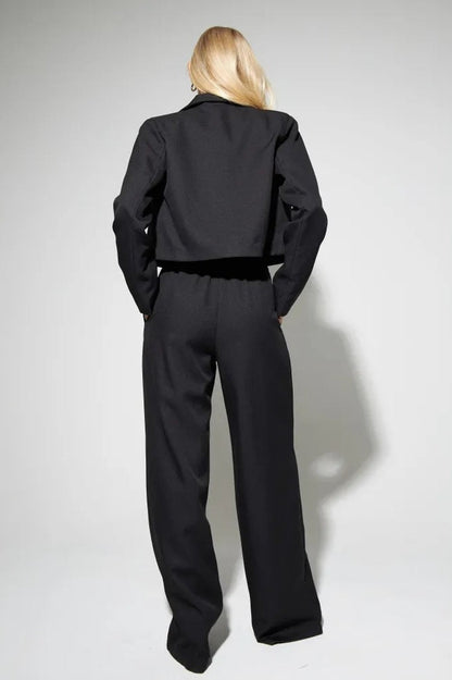 Cropped Fitted Two Piece Blazer Pants Set