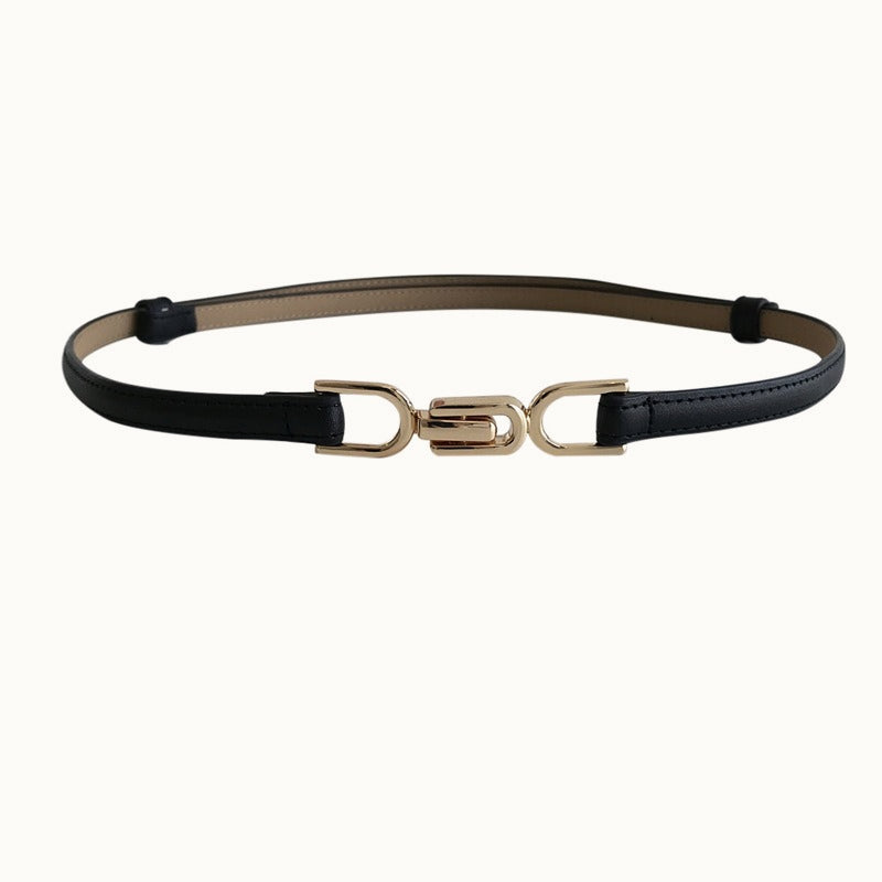 Slim Double Buckle Narrow Belt