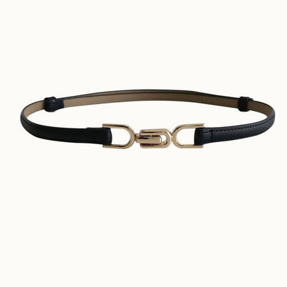 Slim Double Buckle Narrow Belt