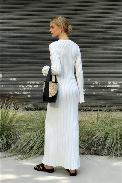Ribbed Knit Tie Waist Dress