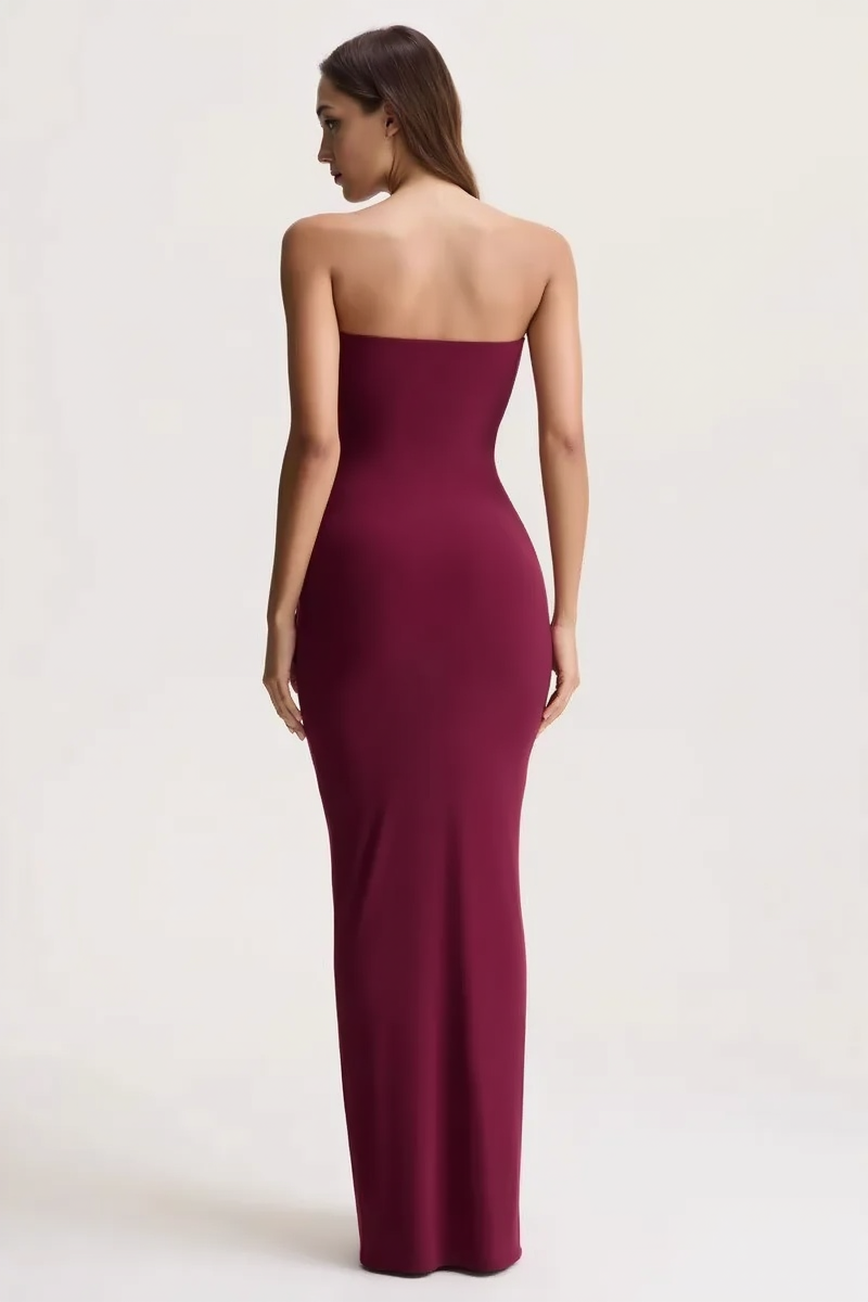 Sexy Sleeveless Ruched Waist Cinched Sash Strapless Party Dress