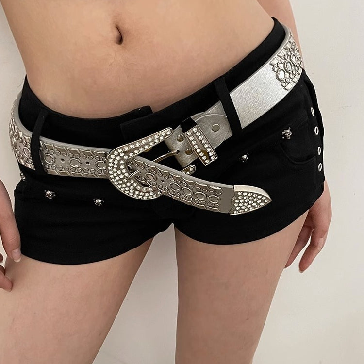 Y2K Chic Rhinestone Wide Waist Belt