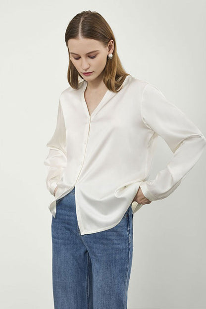 Silk Oversized Elegant Workwear Long Sleeve Blouse