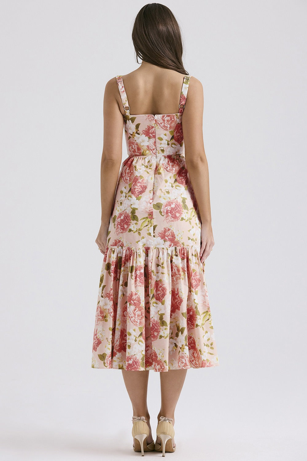 Floral Tiered A-Line Spaghetti Strap Floral Dress
