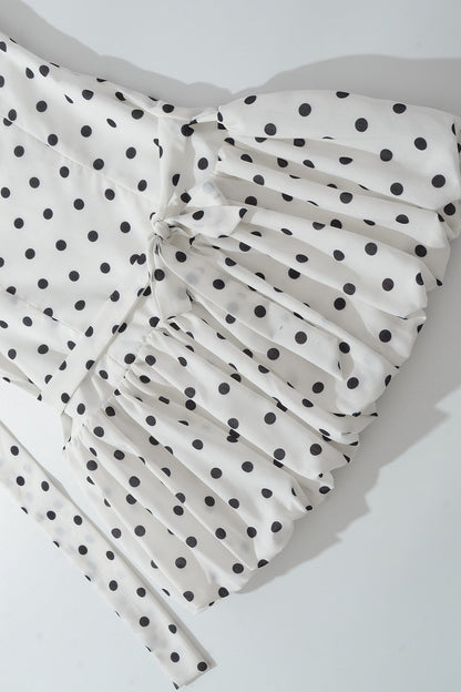 Polka Dot Halter Ruffle Hem Mini Dress
