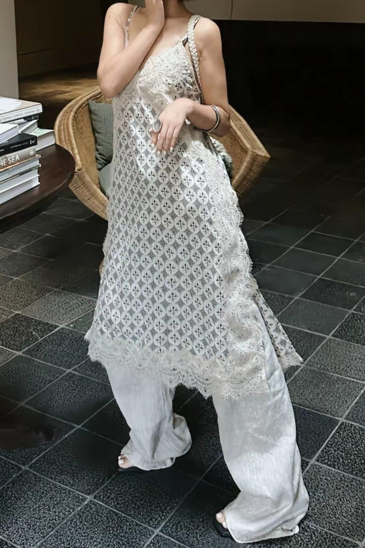 Floral Lace Spaghetti Strap Boho Dress