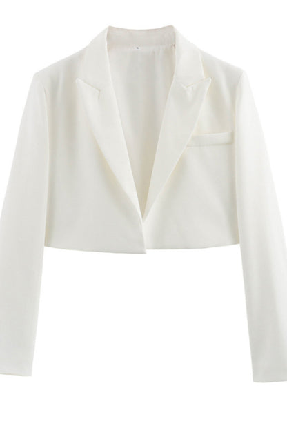 Solid Open Front Short Blazer