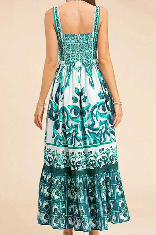 Ethnic Print Flowy Maxi Boho Dress
