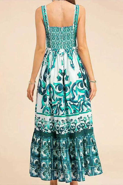 Ethnic Print Flowy Maxi Boho Dress