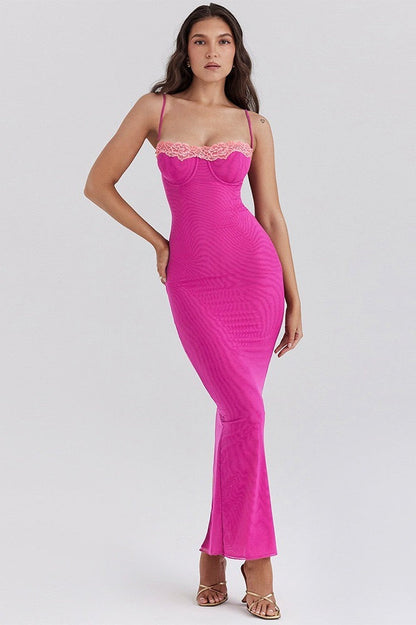 Surplice Lace Trim Slip Dress