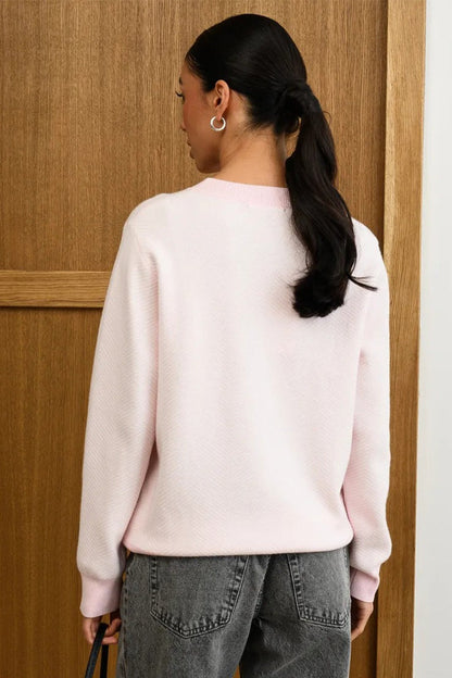 Relaxed Fit Herringbone Knit Sweater