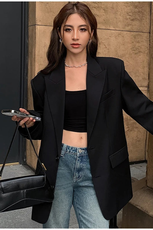 Wide Shoulder Office Blazer