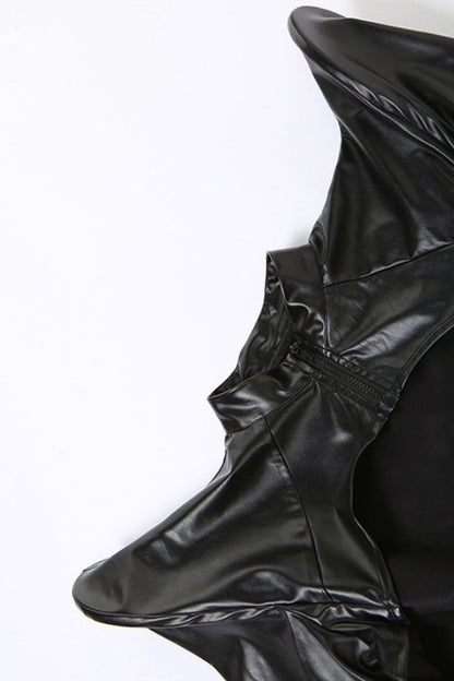 Exaggerated Pointed Shoulder High Neck Bolero Jacket