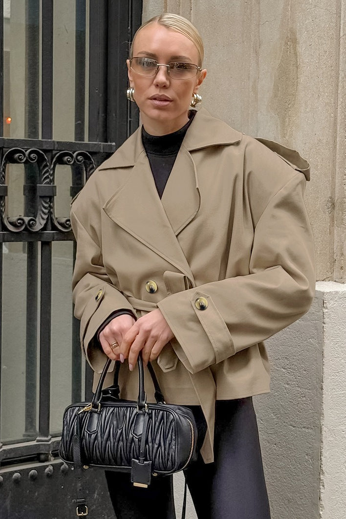 Belted Relaxed Fit Long Sleeve Coat