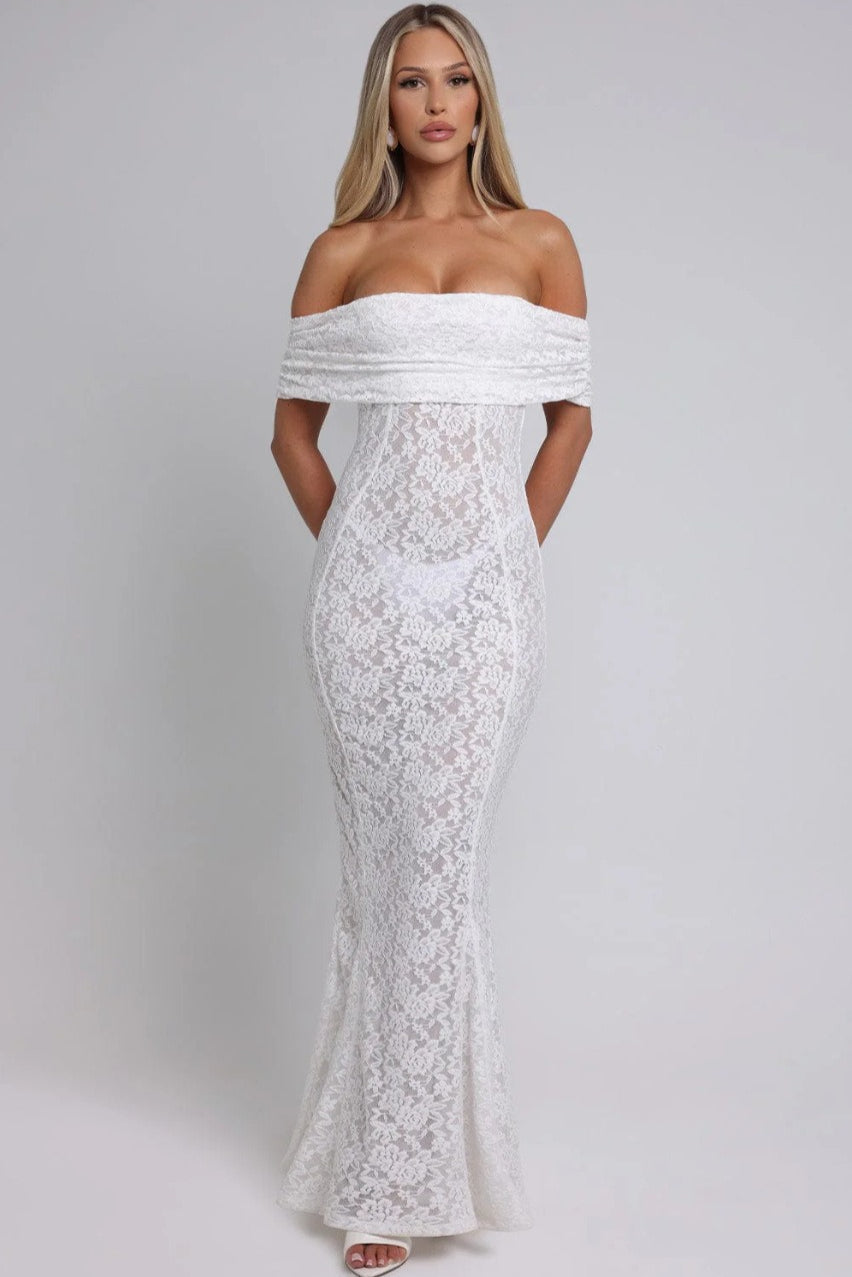 Floral Lace Backless Lace Dress