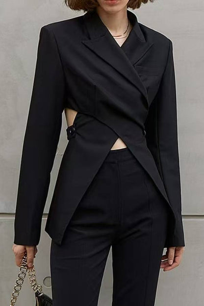 Deconstructed Cross Cut‑Out Waist Blazer