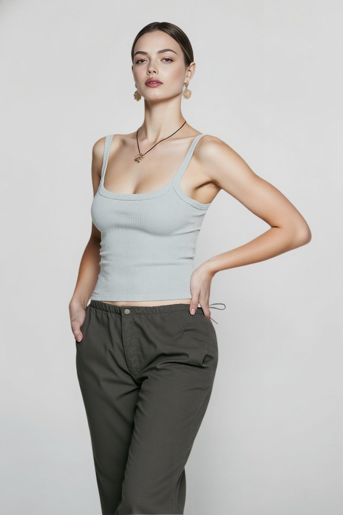 Sleeveless Strap Ribbed Causal Cropped Top Summer Solid O-neck Slim Fit Exposed Navel Mini Vest 2024 Crop Top