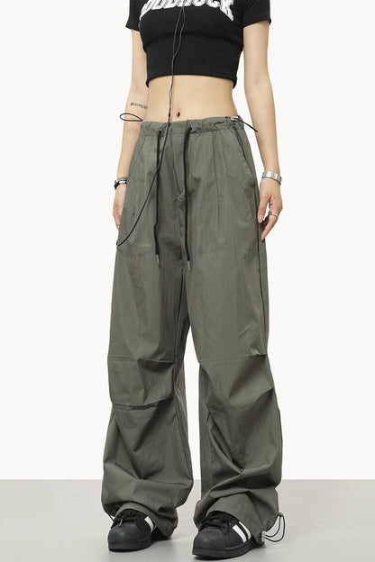 Relaxed Fit Drawstring Waist Cargo Pants