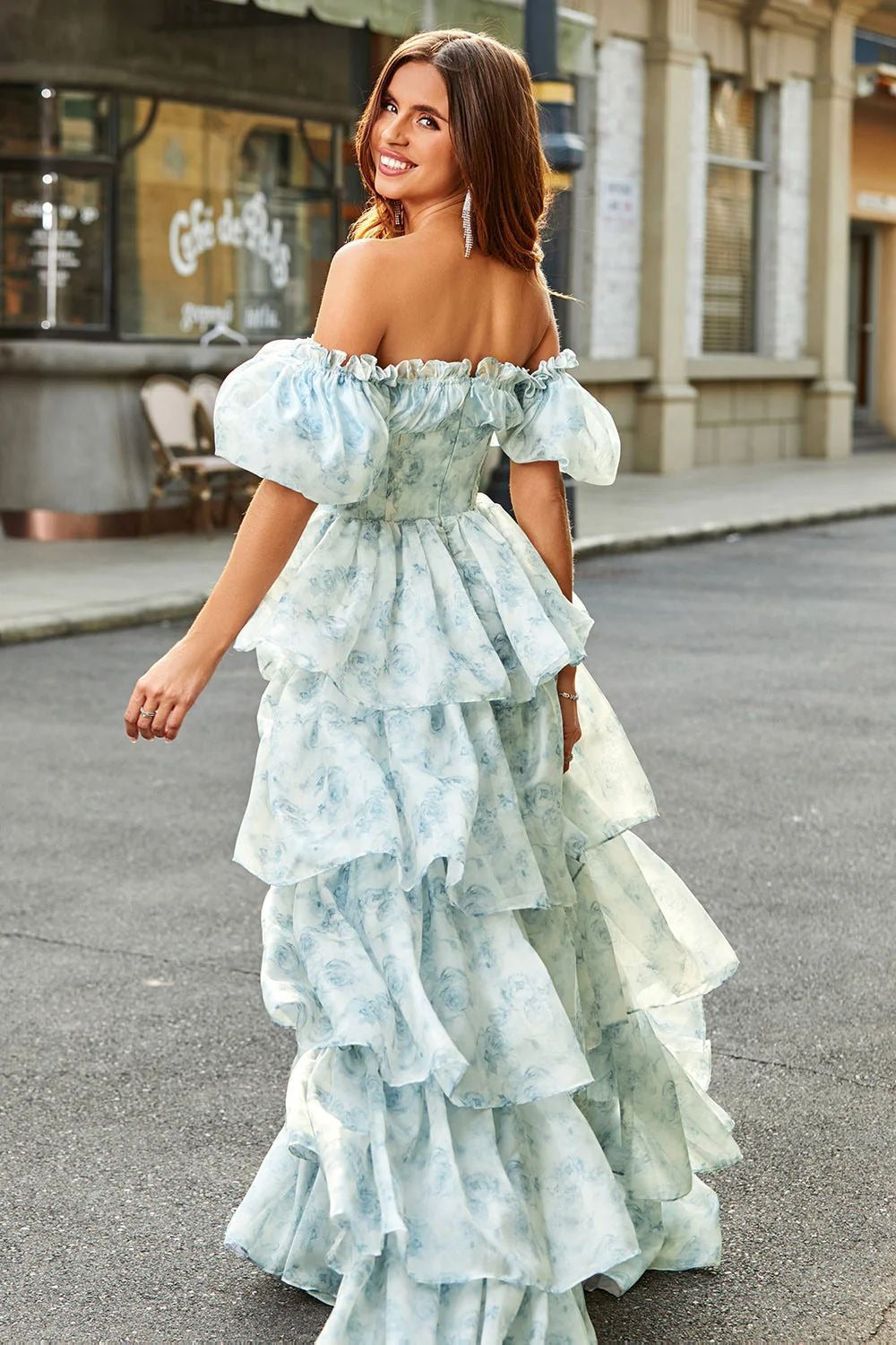 Ruffle Sleeve Tie Waist Floral Maxi Dress