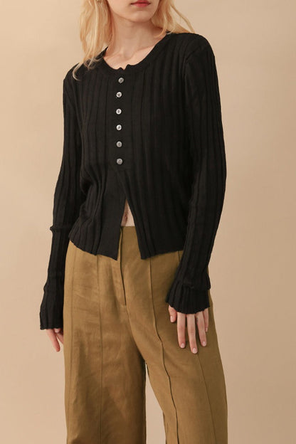 Slim Wool Crop Cardigan