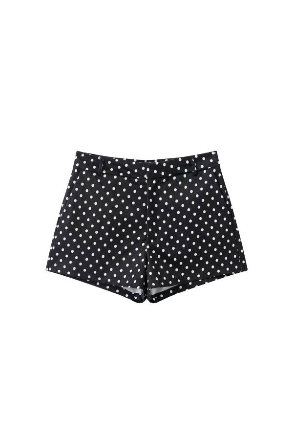 Polka Dot Print High-Waisted Wide-Leg Shorts