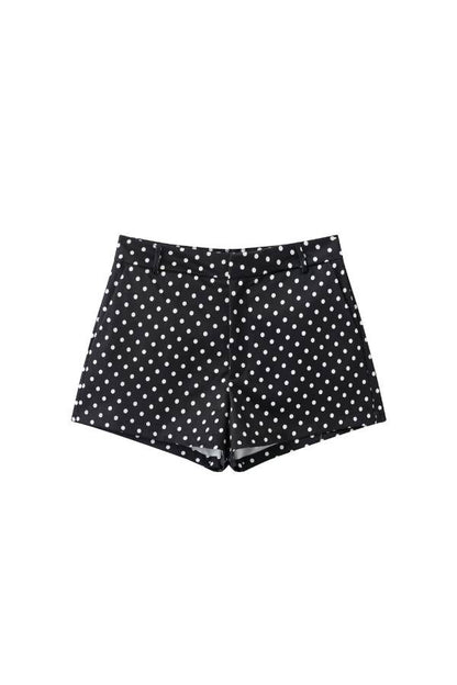 Polka Dot Print High-Waisted Wide-Leg Shorts