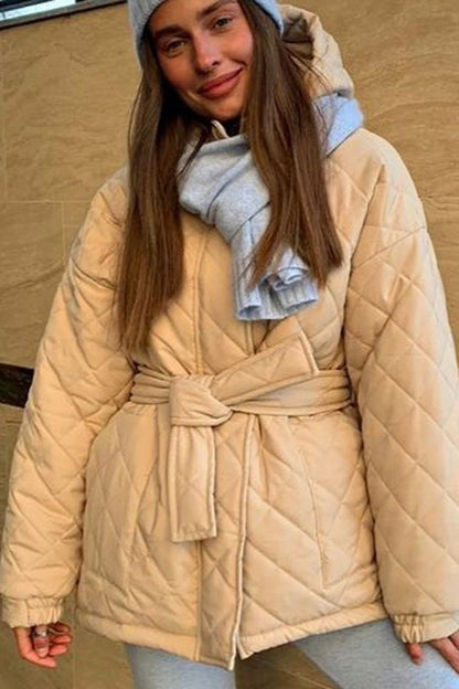 Plus Size Diamond Quilted Puffer Jacket