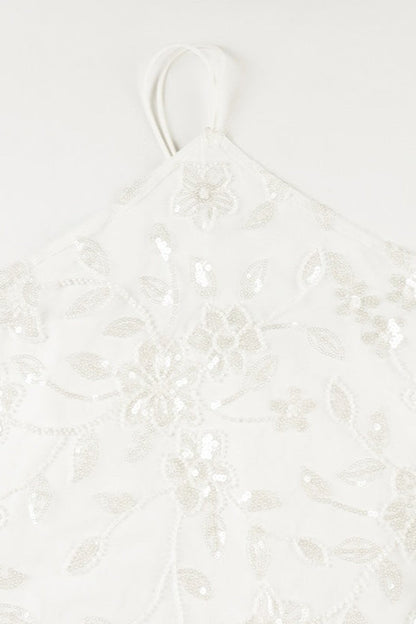 Lace Mesh Embroidered Halter Neck Bodycon Mini Dress