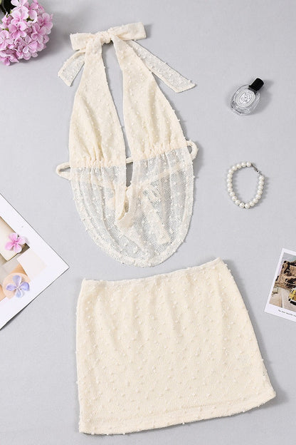 Sexy Backless Tie Waist Skirt Set