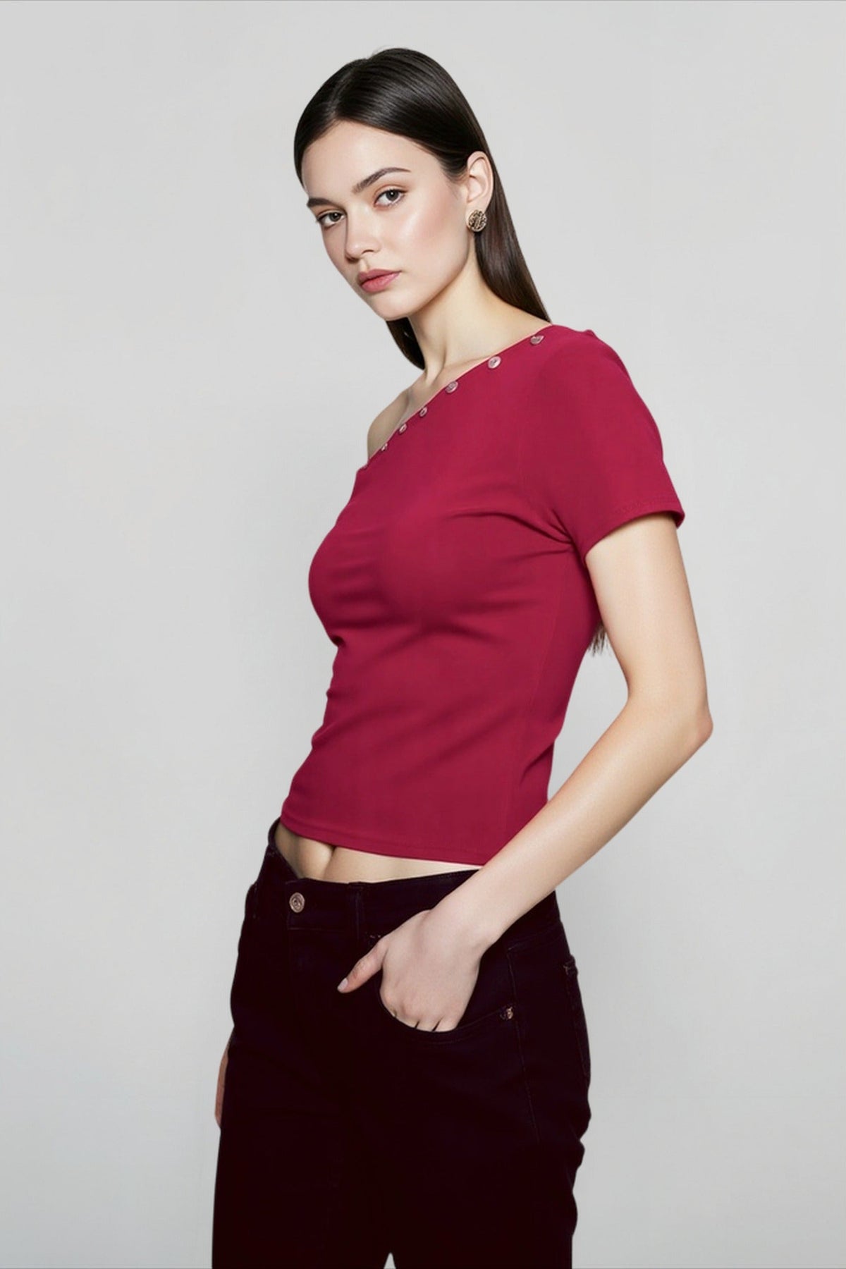 Off Shoulder Cinched T-shirts
