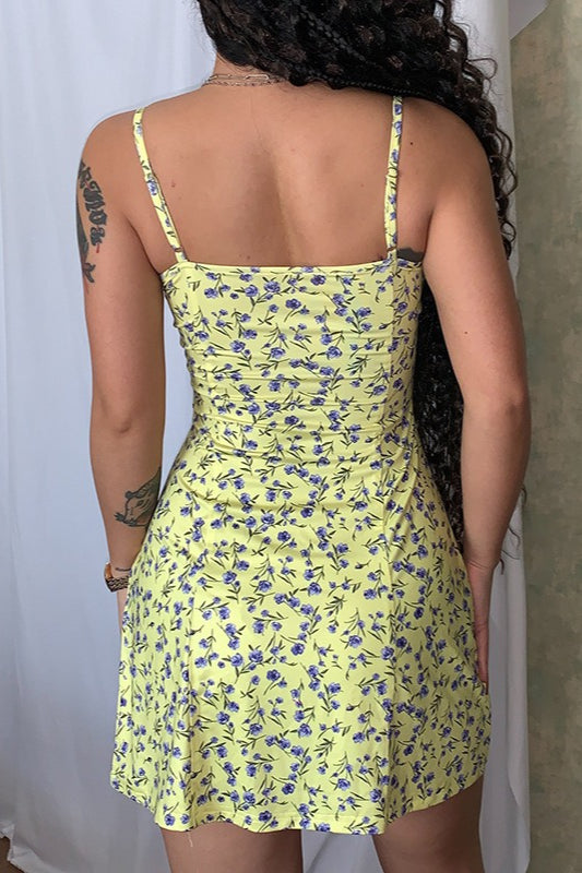 Printed Strap Slim Mini Floral Dress
