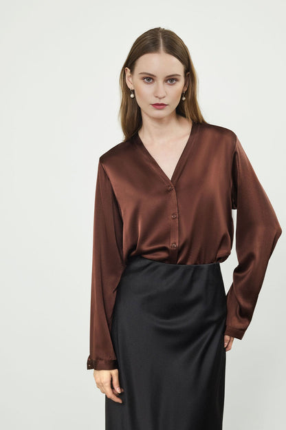 Silk Oversized Elegant Workwear Long Sleeve Blouse