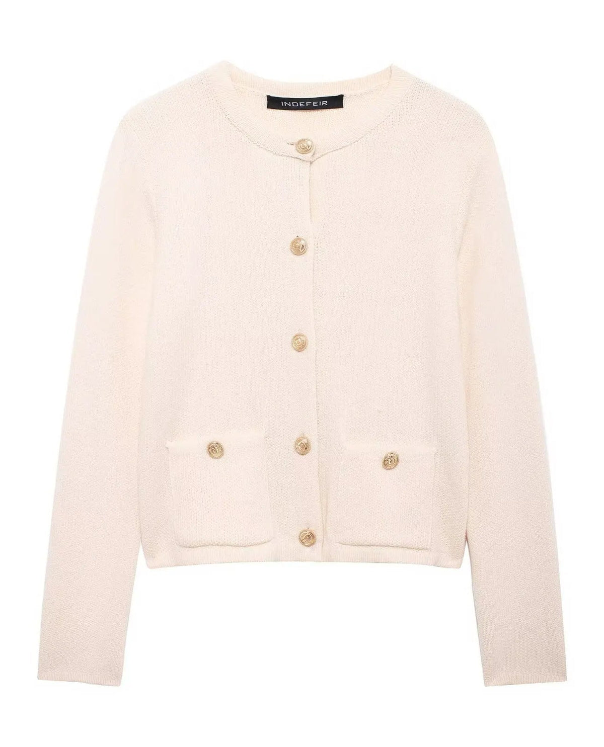 Cropped Knit Pocket Cardigan