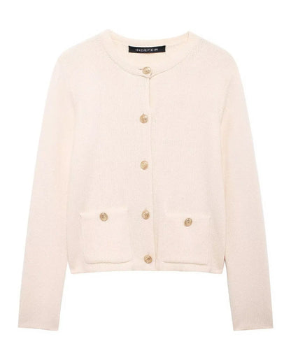 Cropped Knit Pocket Cardigan