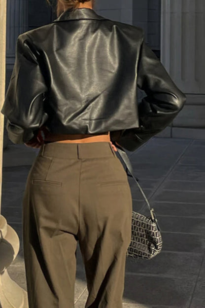 Grunge Style Faux Leather Jacket