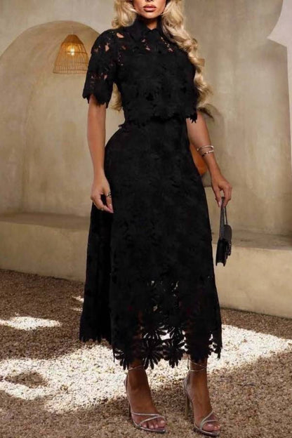 Elegant Lace Midi Skirt